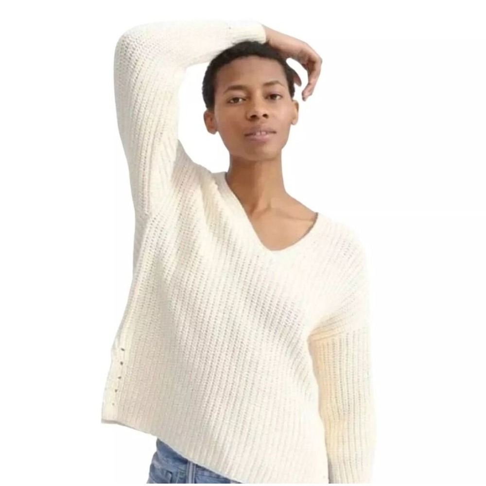 Everlane Womens Chunky Cable Knit‎ Sweater Ivory Pullover M